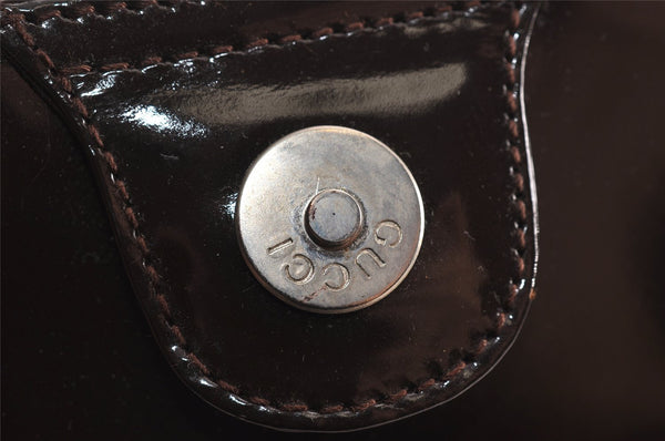 Authentic GUCCI Vintage Shoulder Hand Bag Purse GG Enamel Brown 9373J