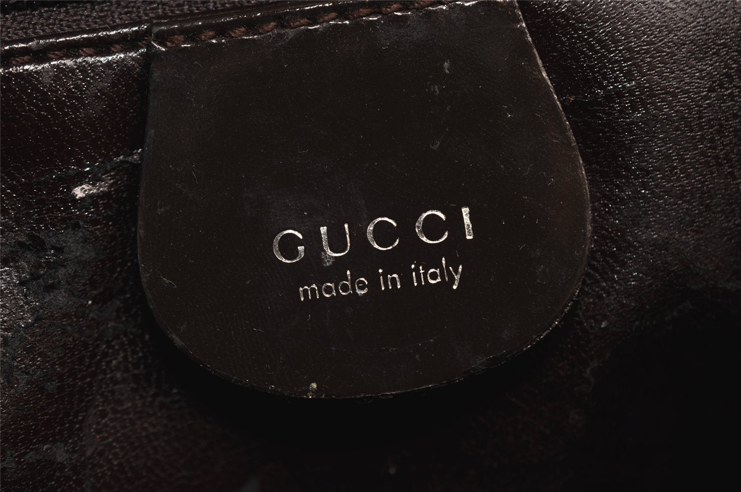 Authentic GUCCI Vintage Shoulder Hand Bag Purse GG Enamel Brown 9373J