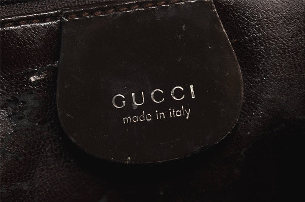 Authentic GUCCI Vintage Shoulder Hand Bag Purse GG Enamel Brown 9373J