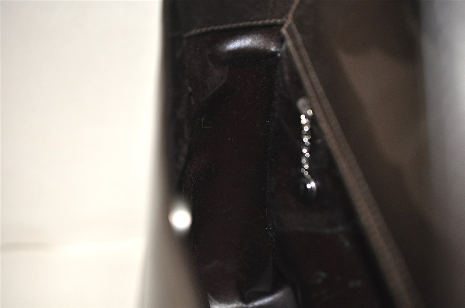 Authentic GUCCI Vintage Shoulder Hand Bag Purse GG Enamel Brown 9373J