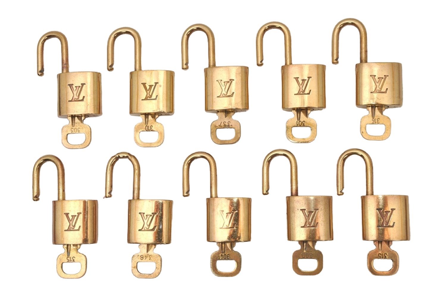 Authentic Louis Vuitton Padlock & Keys 10Set LV 9374I