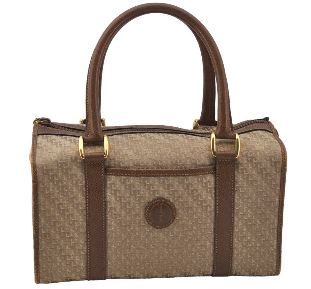 Authentic GUCCI Hand Boston Bag Purse GG Canvas Leather Brown Junk 9375I