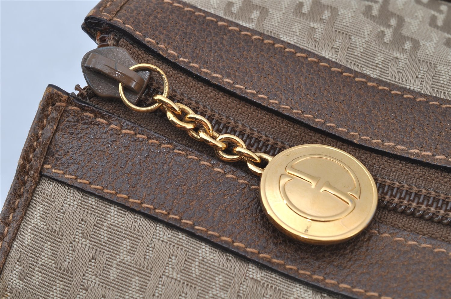 Authentic GUCCI Hand Boston Bag Purse GG Canvas Leather Brown Junk 9375I