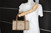 Authentic GUCCI Hand Boston Bag Purse GG Canvas Leather Brown Junk 9375I