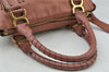 Authentic Chloe Marcie Leather 2Way Shoulder Hand Bag Purse Brown Pink 9377I