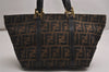 Authentic FENDI Vintage Zucca Tote Hand Bag Canvas Leather Brown 9377J