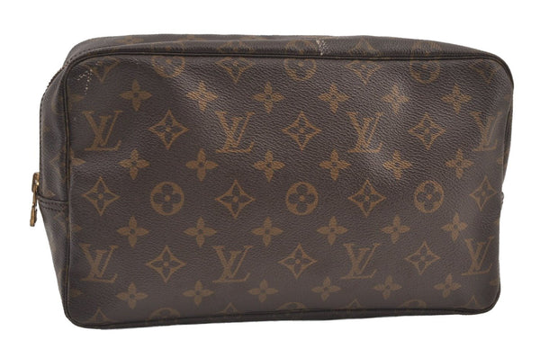 Auth Louis Vuitton Monogram Trousse Toilette 28 Clutch Hand Bag M47522 LV 9380J