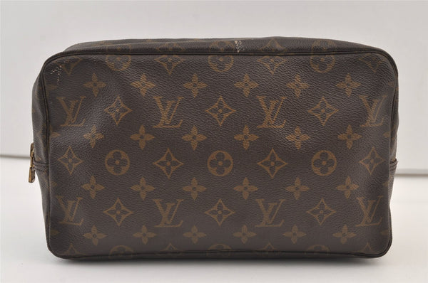 Auth Louis Vuitton Monogram Trousse Toilette 28 Clutch Hand Bag M47522 LV 9380J