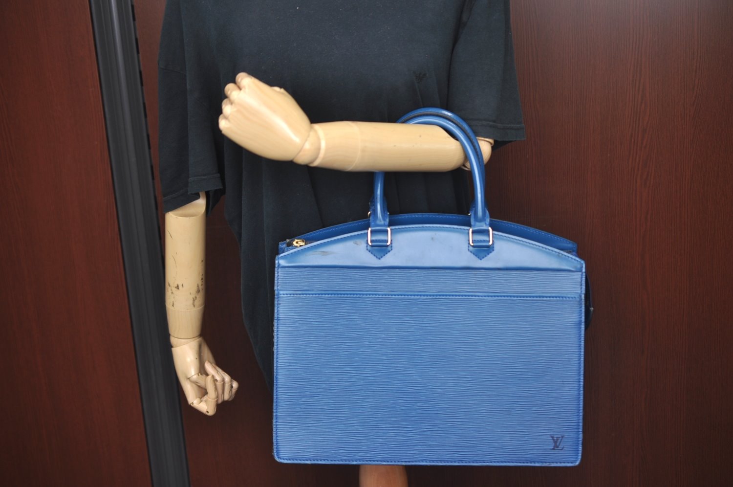 Authentic Louis Vuitton Epi Riviera Hand Bag Blue M48185 LV Junk 9382G