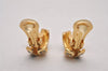 Authentic Christian Dior Clip-On Earrings Rhinestone Gold Plated CD 9382I