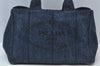 Authentic PRADA Vintage M Denim Tote Hand Bag Blue 9384I