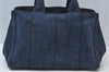 Authentic PRADA Vintage M Denim Tote Hand Bag Blue 9384I