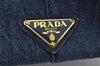 Authentic PRADA Vintage M Denim Tote Hand Bag Blue 9384I