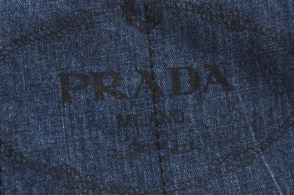 Authentic PRADA Vintage M Denim Tote Hand Bag Blue 9384I