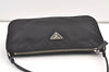 Authentic PRADA Nylon Tessuto Saffiano Leather Hand Bag Pouch Purse Black 9384J