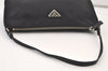 Authentic PRADA Nylon Tessuto Saffiano Leather Hand Bag Pouch Purse Black 9384J