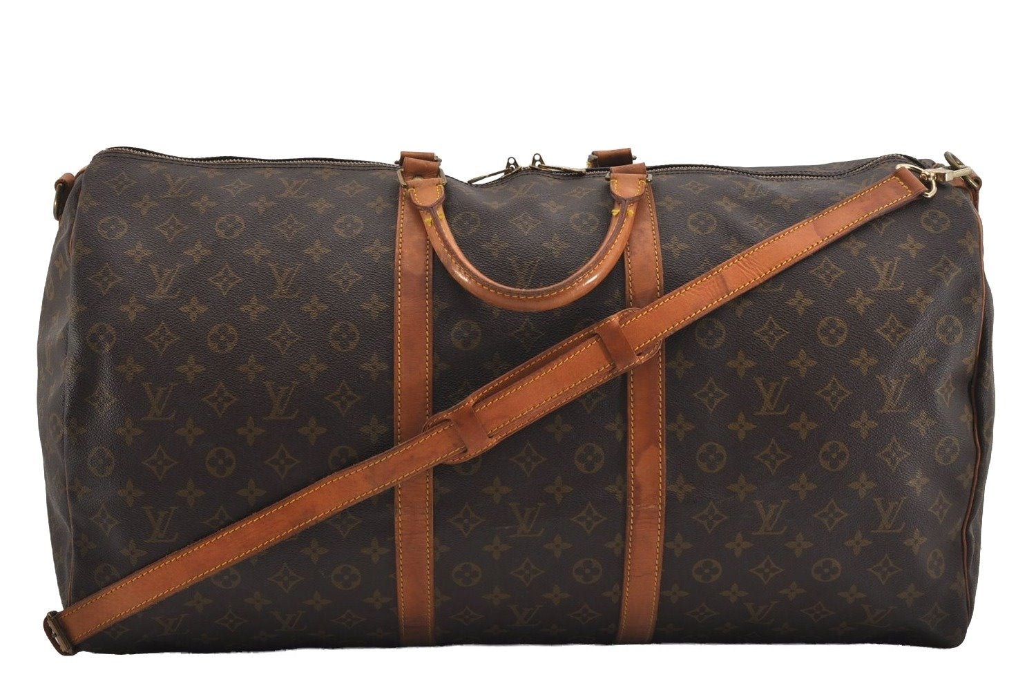 Authentic Louis Vuitton Monogram Keepall Bandouliere 60 M41412 Boston Bag 9387I