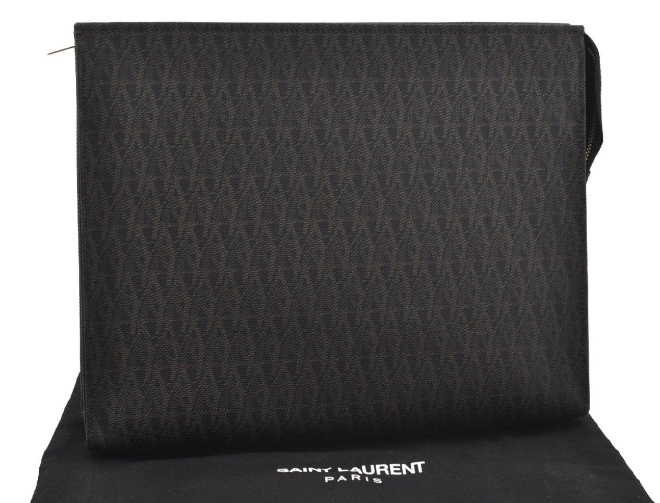 Authentic SAINT LAURENT Classic Toile Clutch Bag PVC GUE460884 Black 9389I