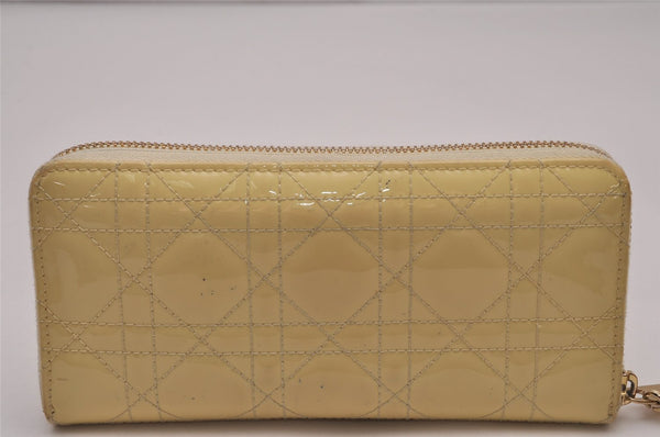 Authentic Christian Dior Cannage Enamel Long Wallet Purse White CD 9390I