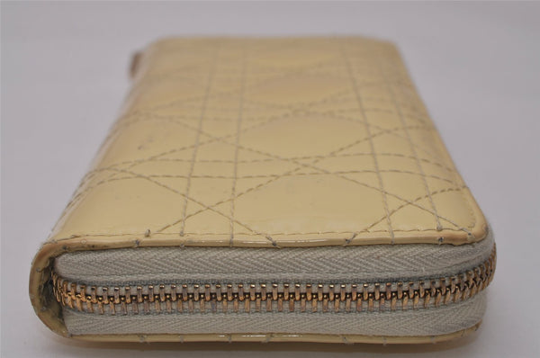 Authentic Christian Dior Cannage Enamel Long Wallet Purse White CD 9390I