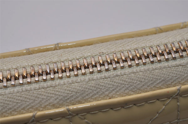 Authentic Christian Dior Cannage Enamel Long Wallet Purse White CD 9390I