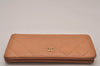 Authentic CHANEL Calf Skin Matelasse Long Wallet Purse CC Logo Beige 9392I