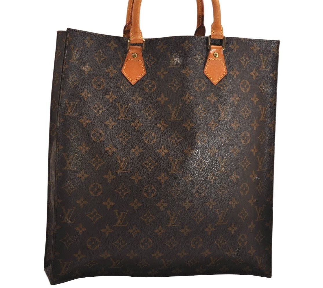 Authentic Louis Vuitton Monogram Sac Plat Hand Tote Bag M51140 LV Junk 9392J