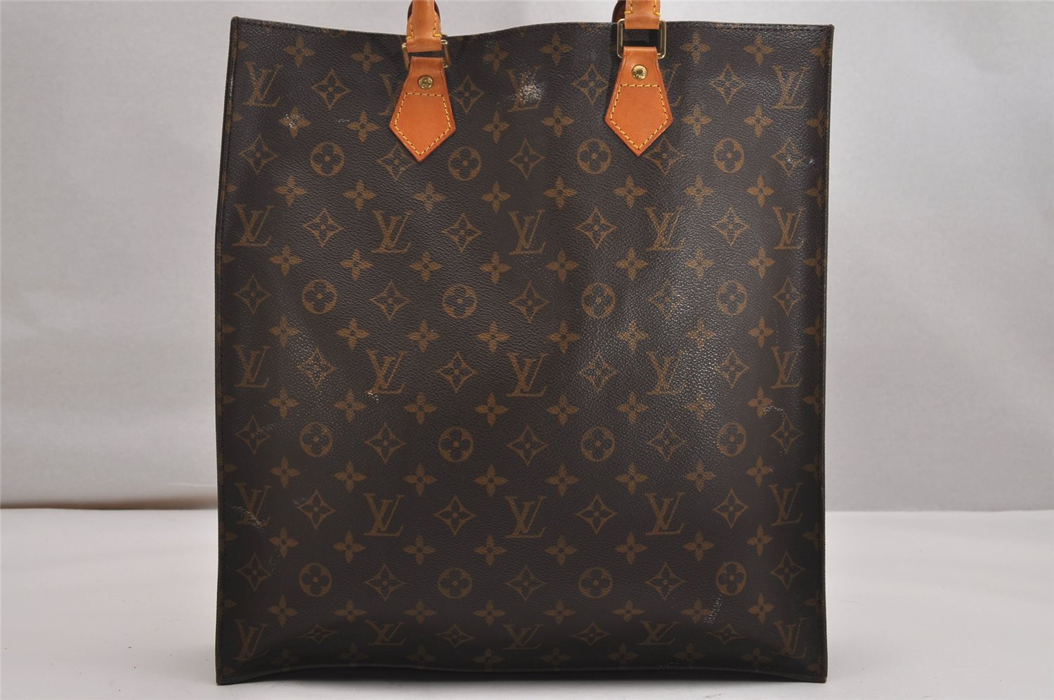 Authentic Louis Vuitton Monogram Sac Plat Hand Tote Bag M51140 LV Junk 9392J