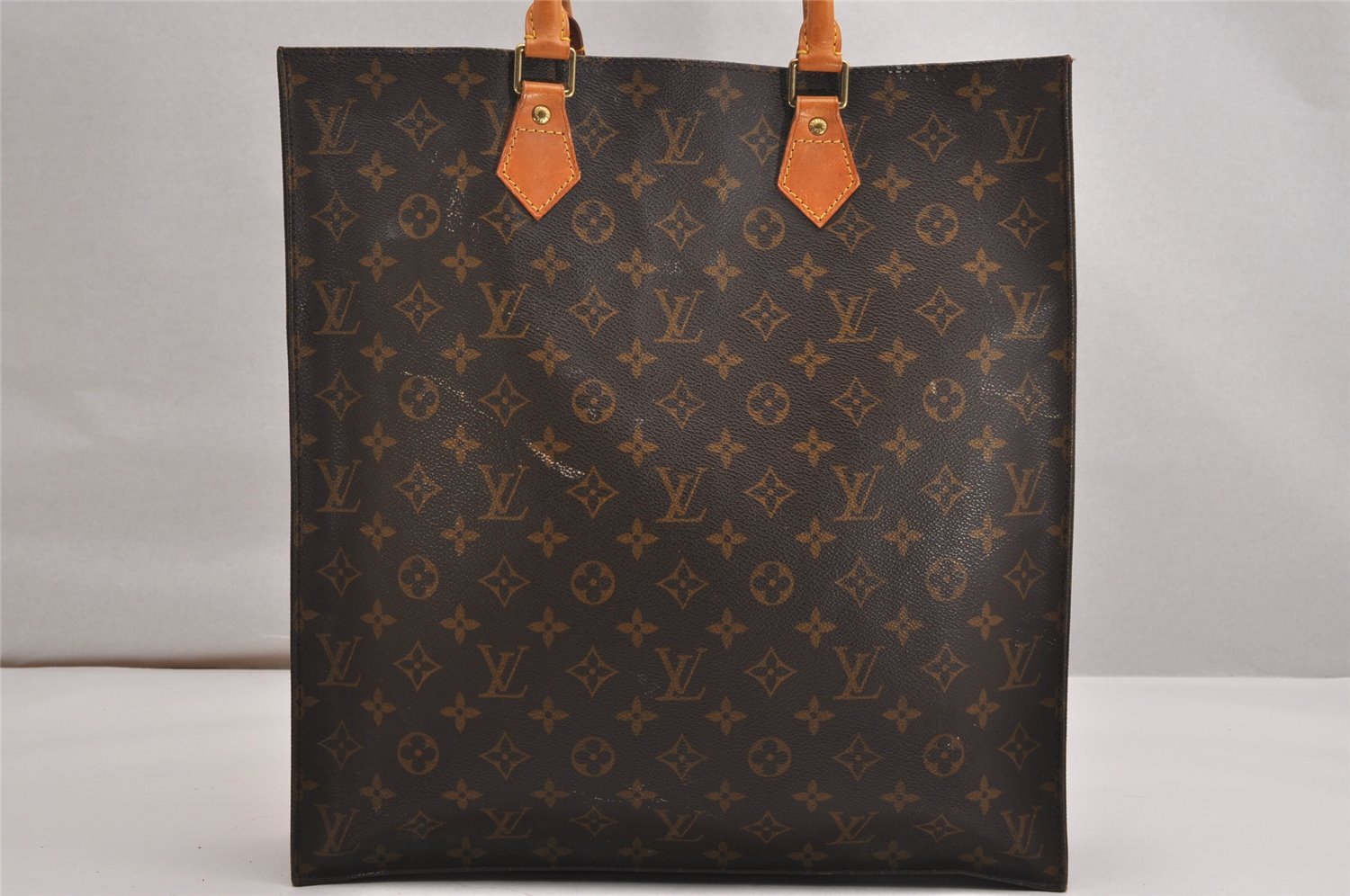 Authentic Louis Vuitton Monogram Sac Plat Hand Tote Bag M51140 LV Junk 9392J