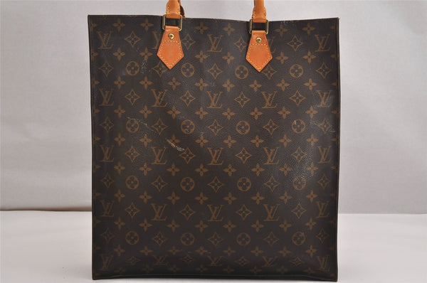 Authentic Louis Vuitton Monogram Sac Plat Hand Tote Bag M51140 LV Junk 9392J