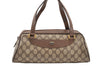 Authentic GUCCI Vintage Hand Boston Bag GG PVC Leather Brown Junk 9393I