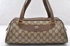 Authentic GUCCI Vintage Hand Boston Bag GG PVC Leather Brown Junk 9393I