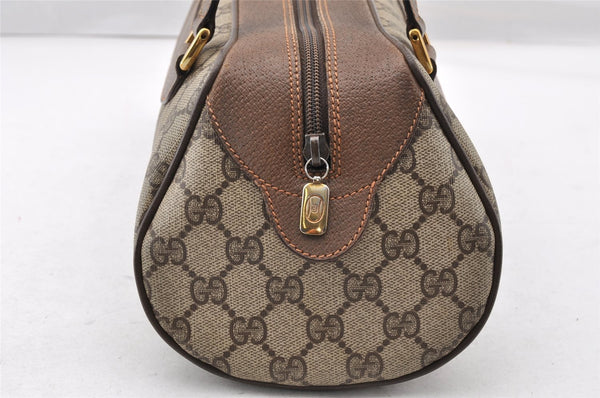 Authentic GUCCI Vintage Hand Boston Bag GG PVC Leather Brown Junk 9393I