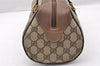 Authentic GUCCI Vintage Hand Boston Bag GG PVC Leather Brown Junk 9393I