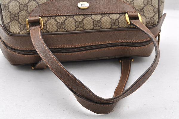 Authentic GUCCI Vintage Hand Boston Bag GG PVC Leather Brown Junk 9393I