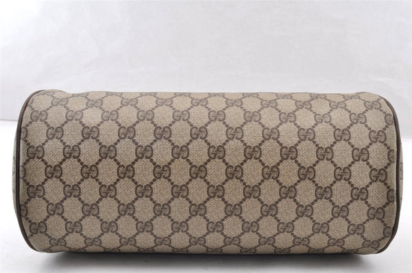 Authentic GUCCI Vintage Hand Boston Bag GG PVC Leather Brown Junk 9393I