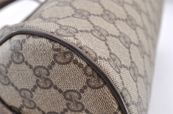 Authentic GUCCI Vintage Hand Boston Bag GG PVC Leather Brown Junk 9393I