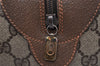 Authentic GUCCI Vintage Hand Boston Bag GG PVC Leather Brown Junk 9393I