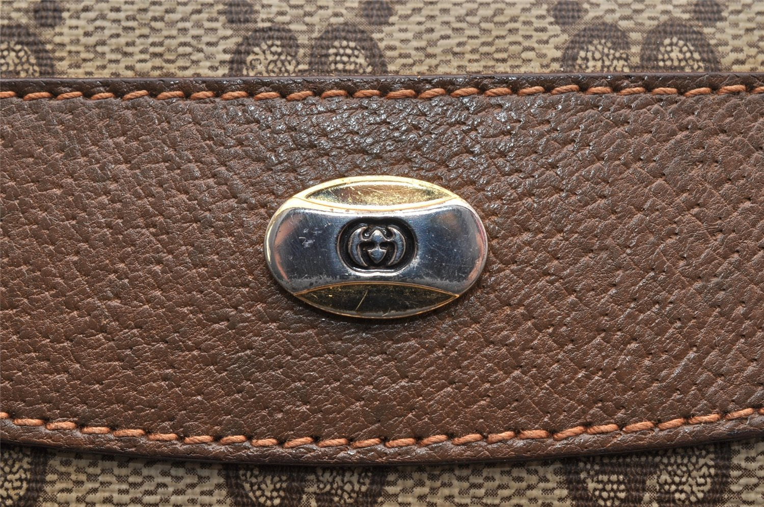 Authentic GUCCI Vintage Hand Boston Bag GG PVC Leather Brown Junk 9393I