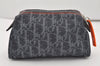 Authentic Christian Dior Trotter Cosmetic Pouch Purse Denim Leather Navy 9395I