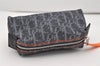 Authentic Christian Dior Trotter Cosmetic Pouch Purse Denim Leather Navy 9395I