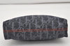 Authentic Christian Dior Trotter Cosmetic Pouch Purse Denim Leather Navy 9395I