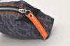 Authentic Christian Dior Trotter Cosmetic Pouch Purse Denim Leather Navy 9395I