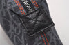 Authentic Christian Dior Trotter Cosmetic Pouch Purse Denim Leather Navy 9395I