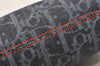 Authentic Christian Dior Trotter Cosmetic Pouch Purse Denim Leather Navy 9395I