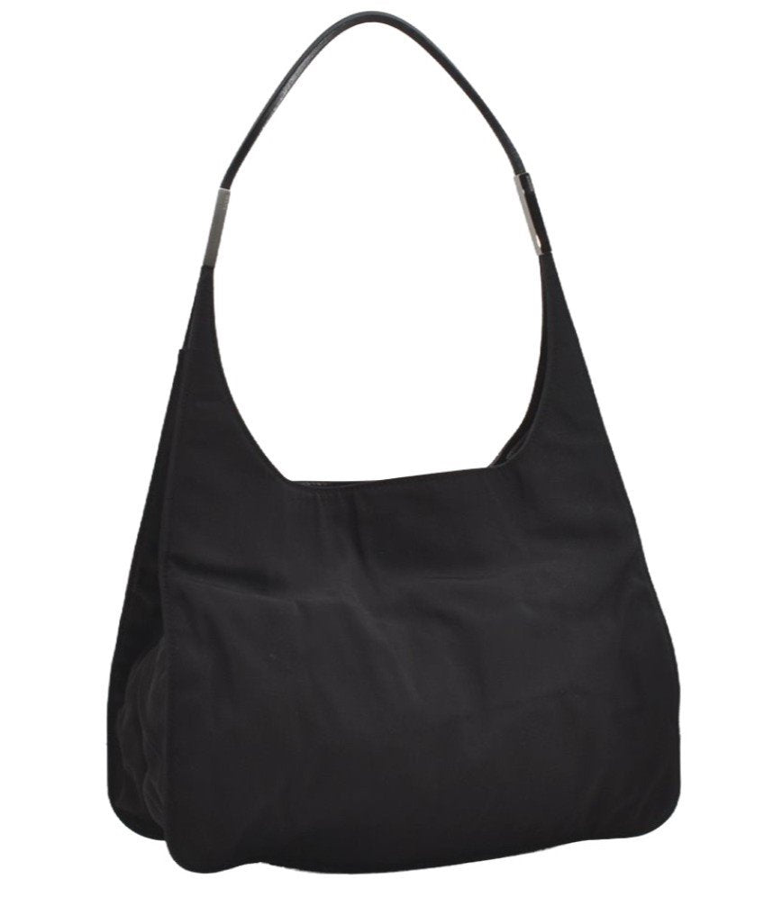 Authentic GUCCI Vintage Shoulder Hand Bag Nylon Leather 0013167 Black  9397I