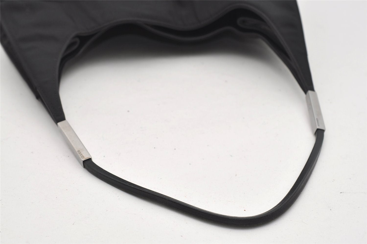 Authentic GUCCI Vintage Shoulder Hand Bag Nylon Leather 0013167 Black  9397I