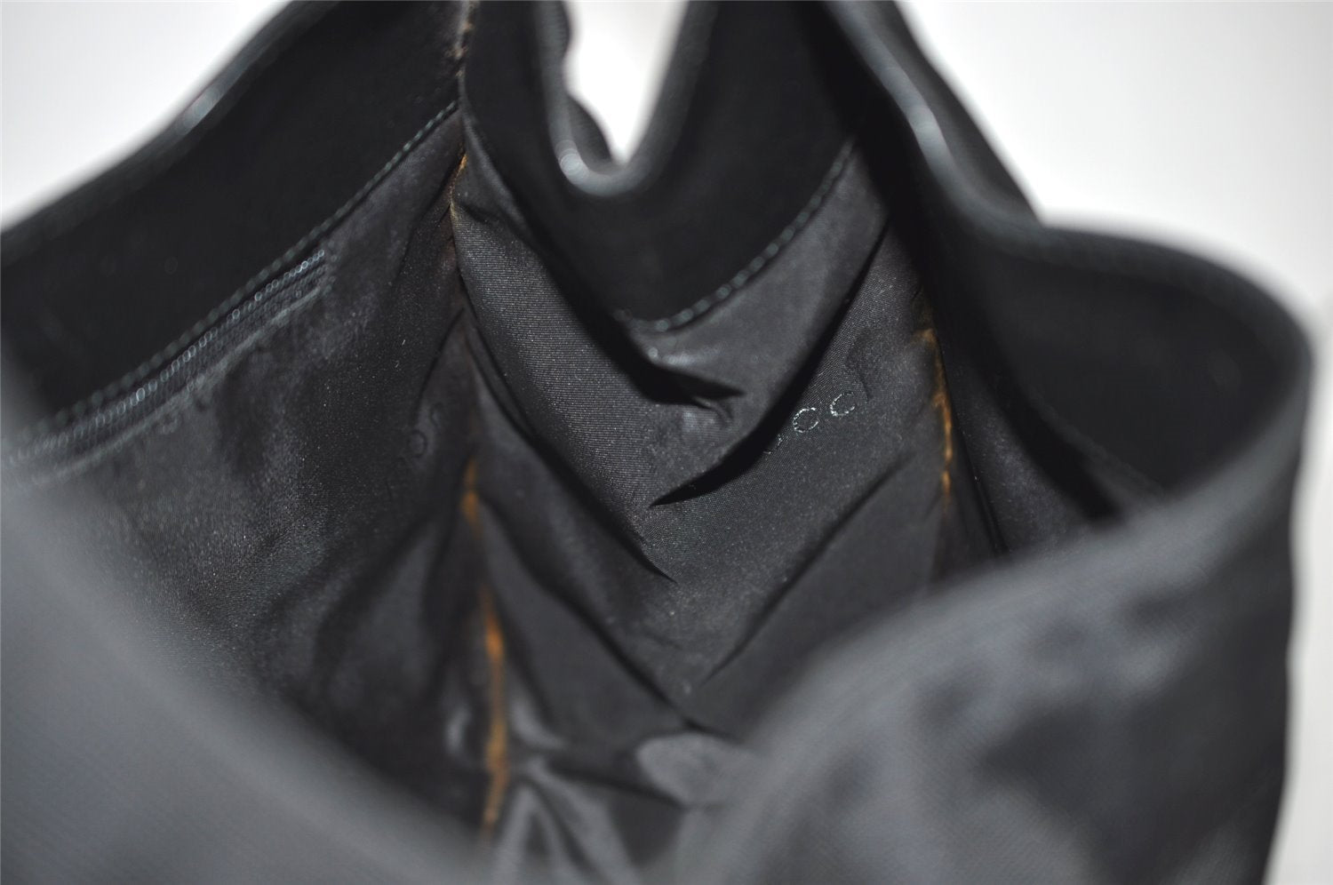 Authentic GUCCI Vintage Shoulder Hand Bag Nylon Leather 0013167 Black  9397I