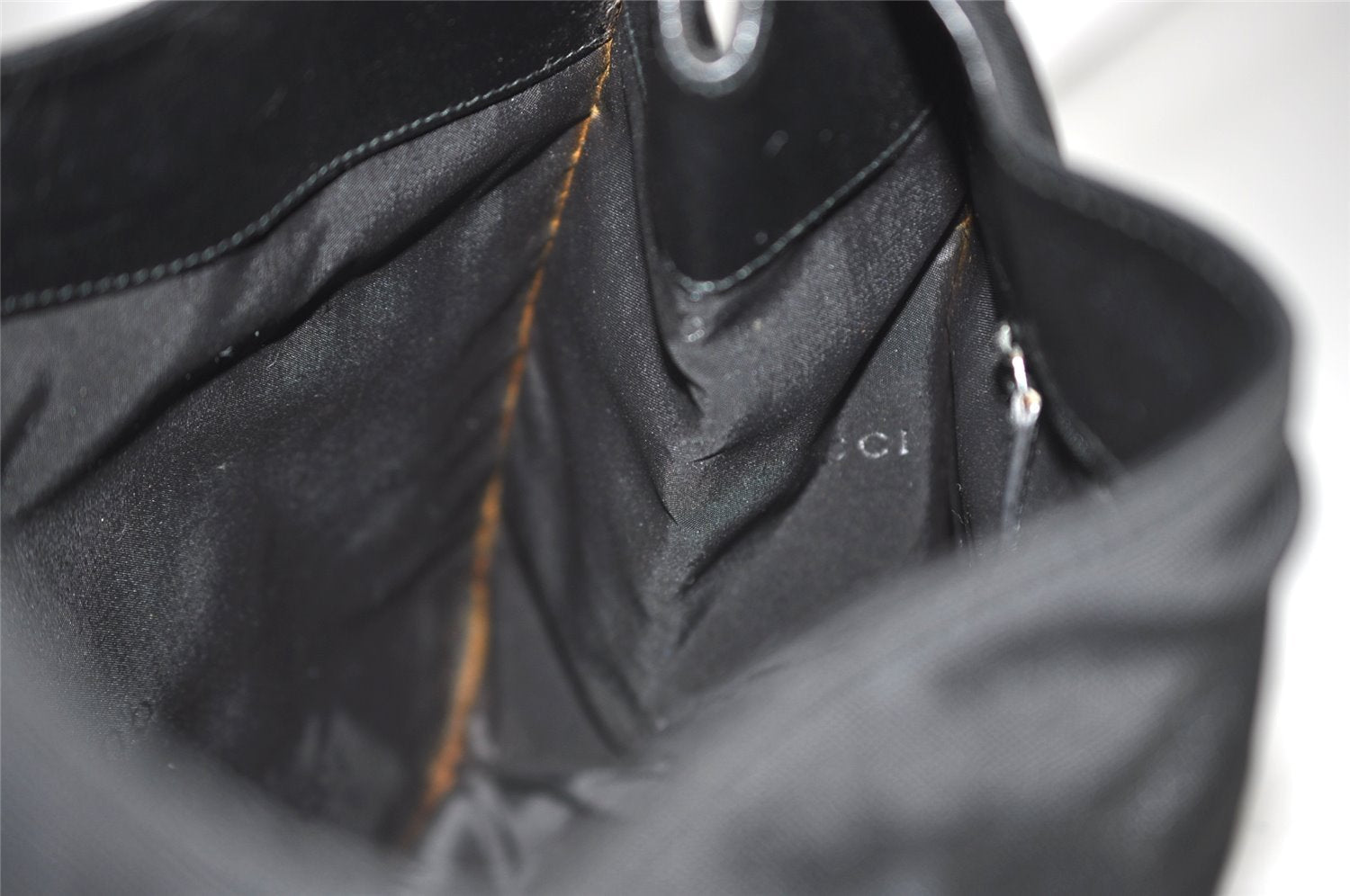 Authentic GUCCI Vintage Shoulder Hand Bag Nylon Leather 0013167 Black  9397I