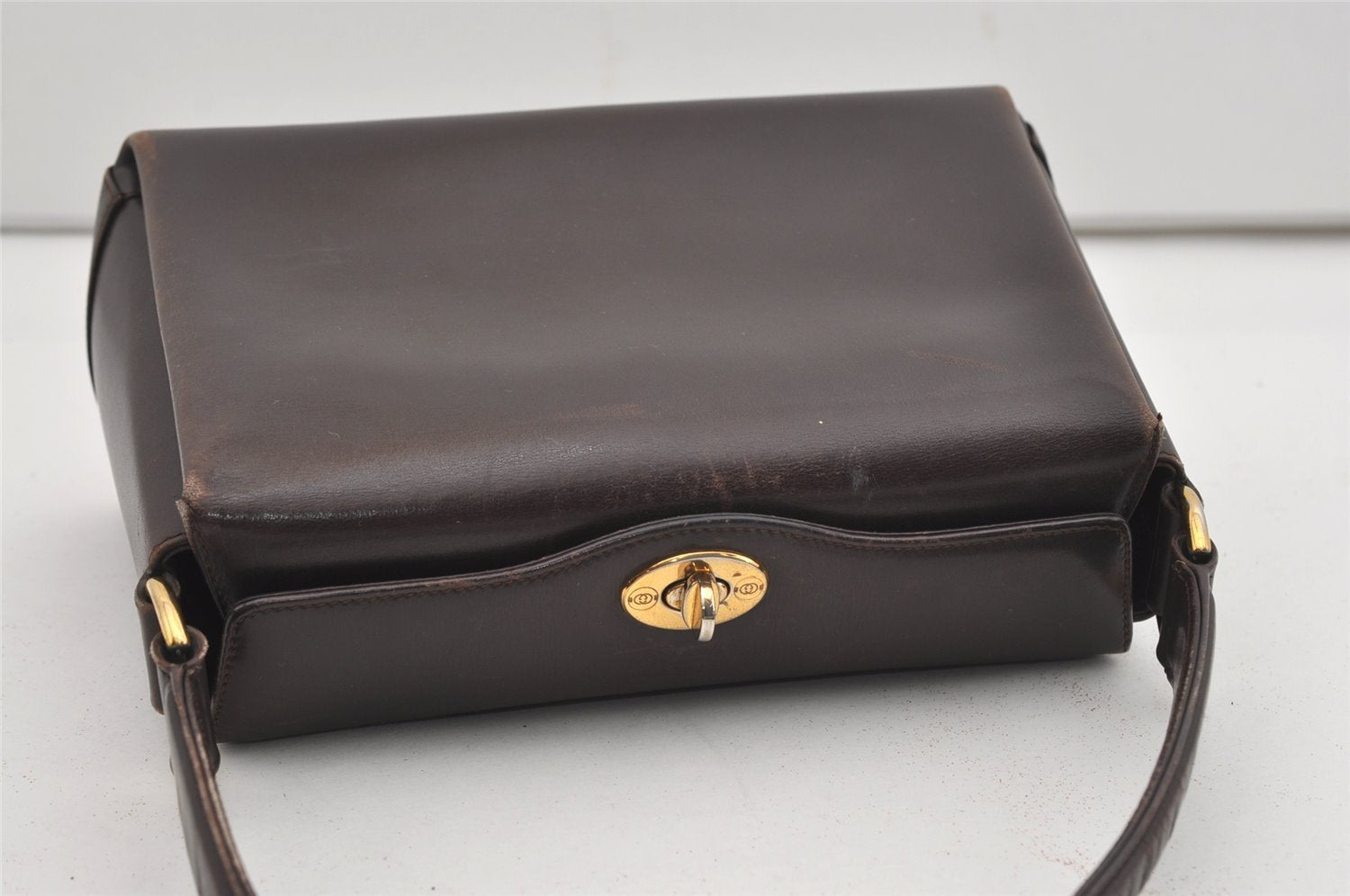 Authentic GUCCI Vintage Shoulder Hand Bag Purse Leather Brown 9399I